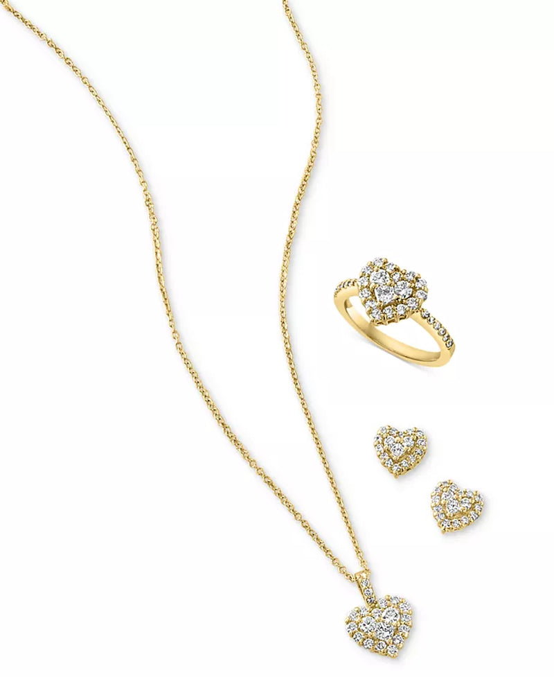 Stunning EFFY® 9/10 Ct. T.W. Diamond Heart Ring in Luxurious 14K Yellow Gold