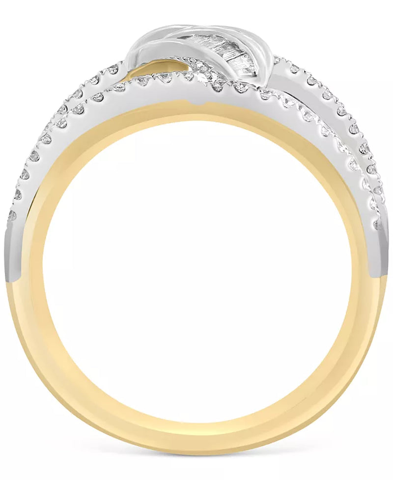Stunning EFFY® 3/8 Ct. T.W. Diamond Baguette & Round Wide Statement Ring in Luxurious 14K Two-Tone Gold