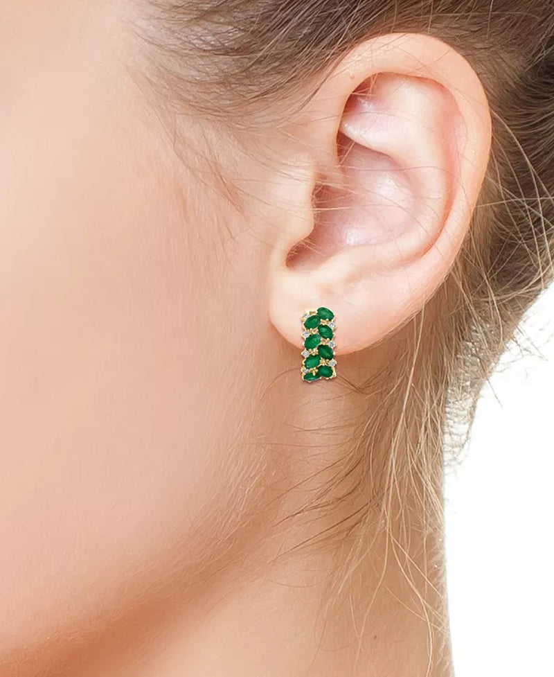 Stunning EFFY® 14K Gold Emerald & Diamond Statement Earrings - 6.75 Ct. T.W.