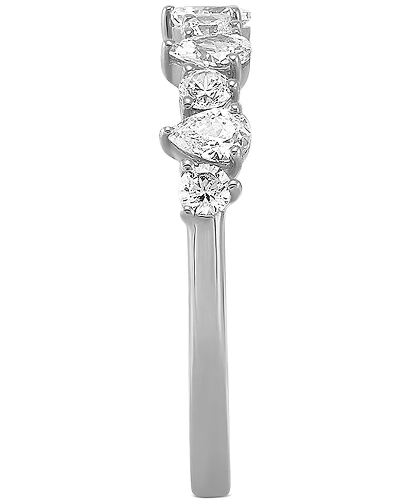Stunning 3/4 Ct. T.W. Diamond Pear-Cut Band in Luxurious 14K White Gold
