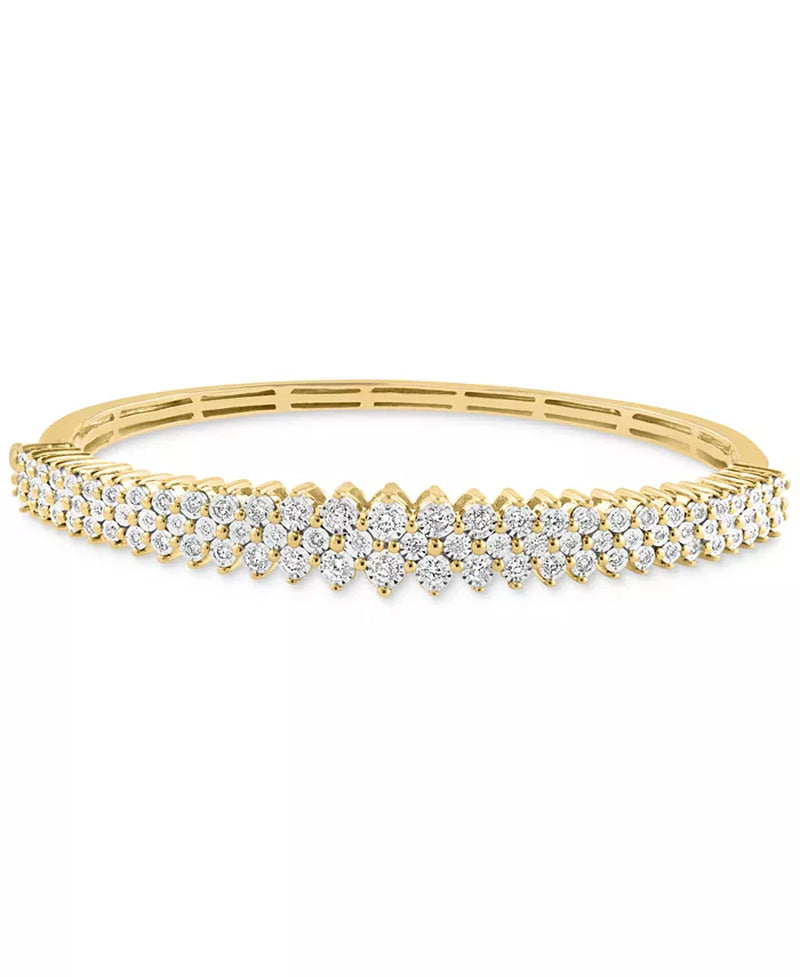 Stunning EFFY® 1 Ct. T.W. Diamond Multirow Bangle Bracelet in 14K White Gold - Available in Elegant Two Tone Gold!