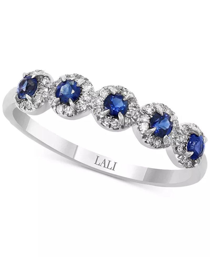 Stunning Sapphire & Diamond Cluster Band in Luxurious 14K Rose or White Gold