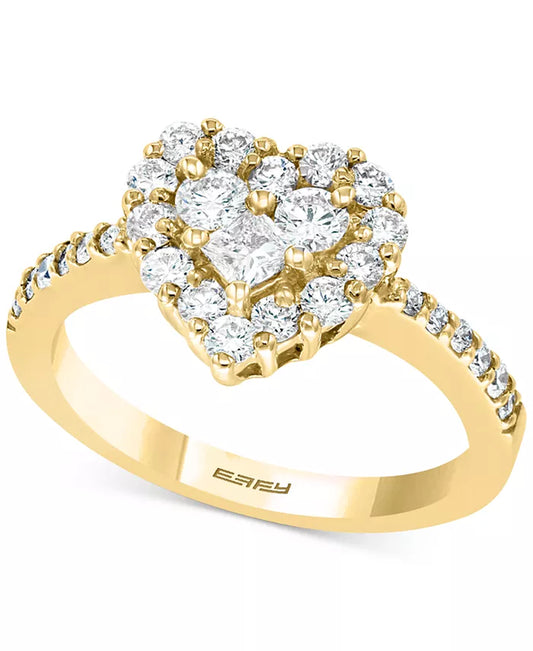 Stunning EFFY® 9/10 Ct. T.W. Diamond Heart Ring in Luxurious 14K Yellow Gold