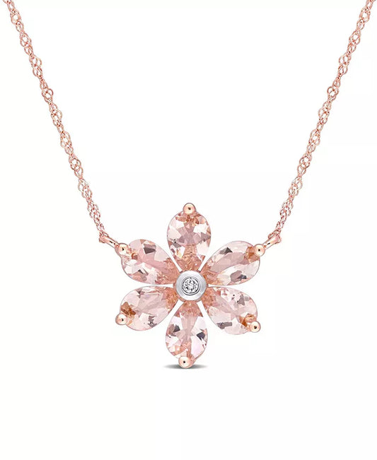 Exquisite Morganite & Diamond Floral Necklace