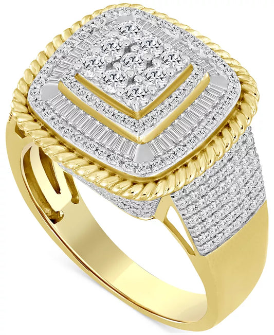 Stunning Men's 1 Ct. Diamond Statement Ring in 10K Yellow Gold