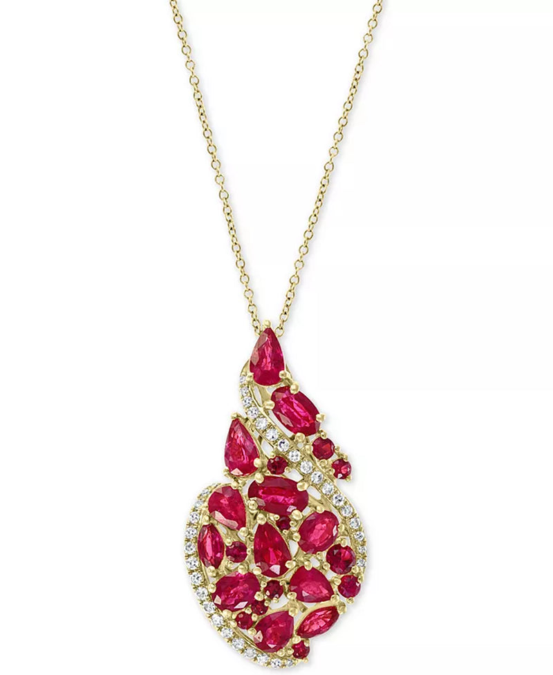 Stunning EFFY® 14K Gold Ruby & Diamond Swirl Pendant Necklace - 3.25 Ct. T.W.