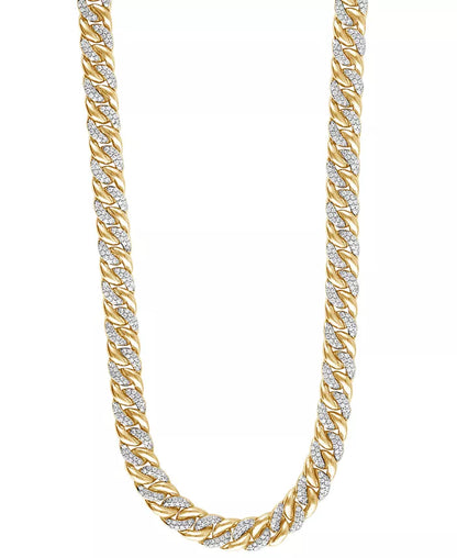 Men's 22" Diamond Curb Link Chain Necklace - 5 Ct. T.W. in Sterling Silver or 14K Gold-Plated Silver