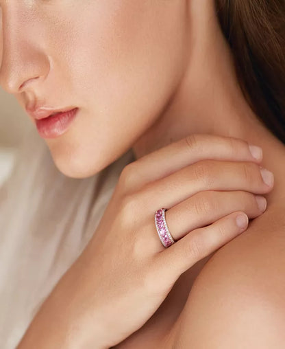 Stunning Pink Sapphire & Diamond Eternity Band in 14K Rose Gold - 5-5/8 Ct. T.W.