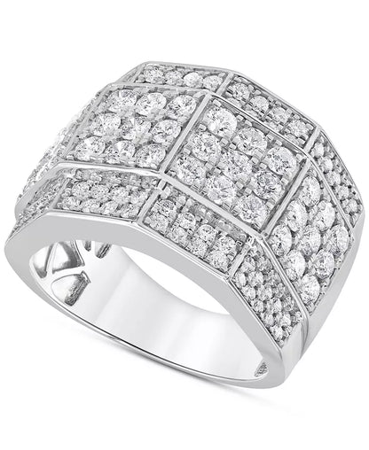 Stunning 3 Ct. T.W. Men's Diamond Multi-Cluster Ring in 10K Yellow, White, or Rose Gold