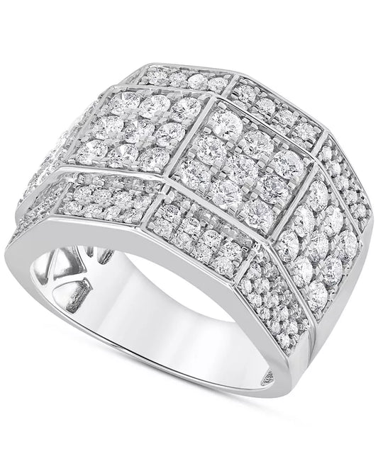 Stunning 3 Ct. T.W. Men's Diamond Multi-Cluster Ring in 10K Yellow, White, or Rose Gold