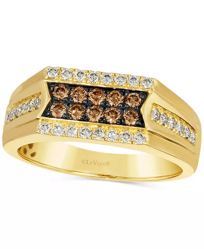 Men's Elegant 14K Gold Chocolate & Nude Diamond Cluster Ring - 1/3 Ct. T.W. & 3/8 Ct. T.W.