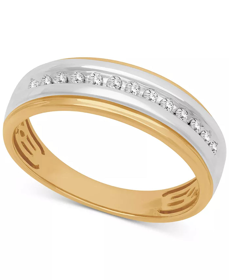 Stunning 14K Gold Men's Diamond Wedding Band - 1/6 Ct. T.W.