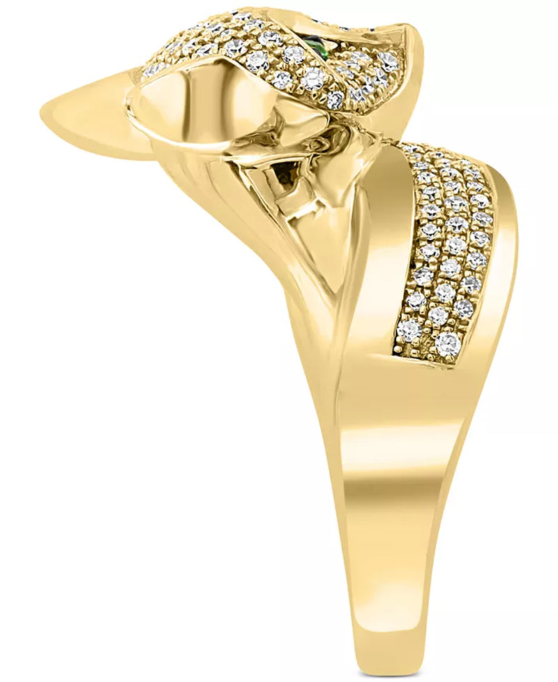 Stunning EFFY® 14K Gold Fox Ring with 3/8 Ct. T.W. Diamonds & Tsavorite Accents