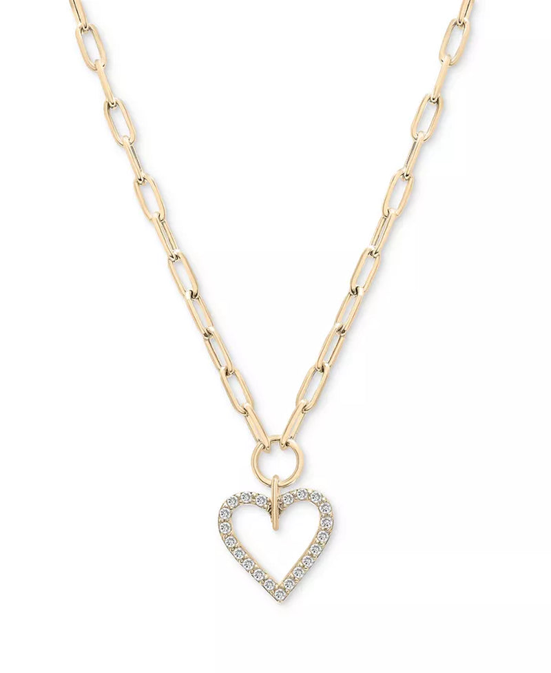 Stunning 1/2 Ct. T.W. Diamond Heart Paperclip Link Necklace in 14K Gold - Exclusively at Macy's
