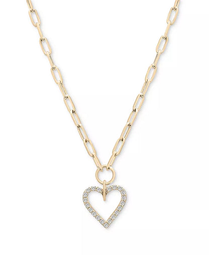 Stunning 1/2 Ct. T.W. Diamond Heart Paperclip Link Necklace in 14K Gold - Exclusively at Macy's