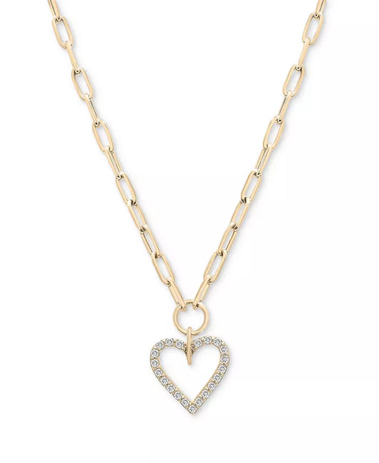 Stunning 1/2 Ct. T.W. Diamond Heart Paperclip Link Necklace in 14K Gold - Exclusively at Macy's