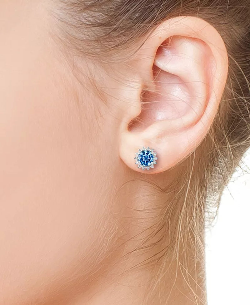 Stunning EFFY® Amethyst & Diamond Halo Stud Earrings in 14K Rose Gold - Also Available in Blue Topaz & Citrine!