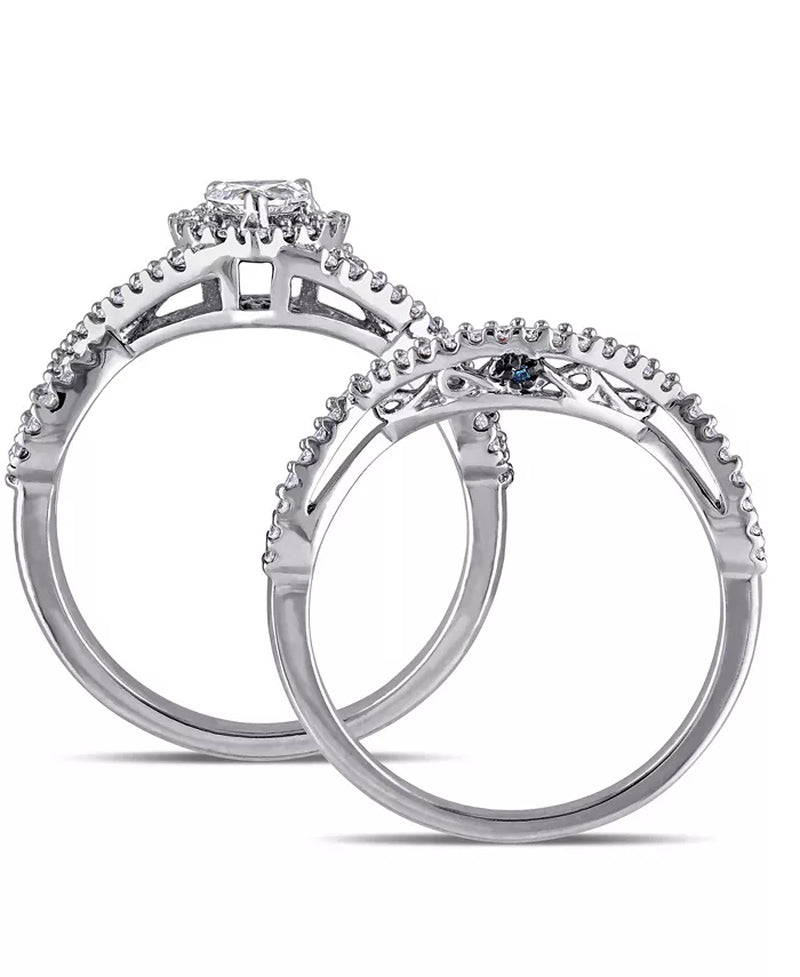 Stunning 3/4 Ct. T.W. Heart-Shape Infinity Bridal Set in Luxurious 14K White Gold