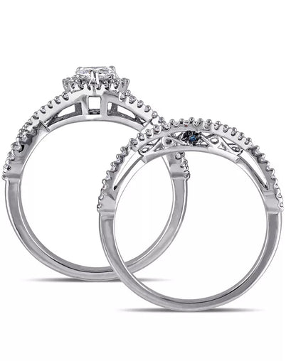 Stunning 3/4 Ct. T.W. Heart-Shape Infinity Bridal Set in Luxurious 14K White Gold