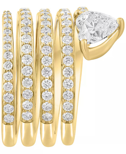 Stunning EFFY® Lab Grown Diamond Heart & Round Coil Wrap Ring (1-7/8 Ct. T.W.) in Luxurious 14K Gold