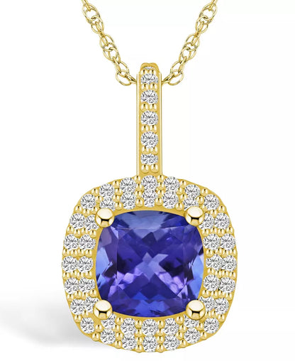 Stunning Tanzanite and Diamond Halo Pendant Necklace - 2.33 Ct. T.W. Elegance