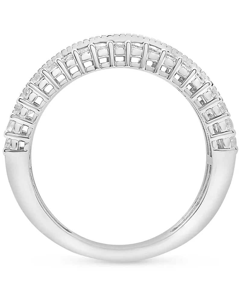 Stunning 1.5 Ct. Diamond Round & Baguette Band in Luxurious 14K White Gold