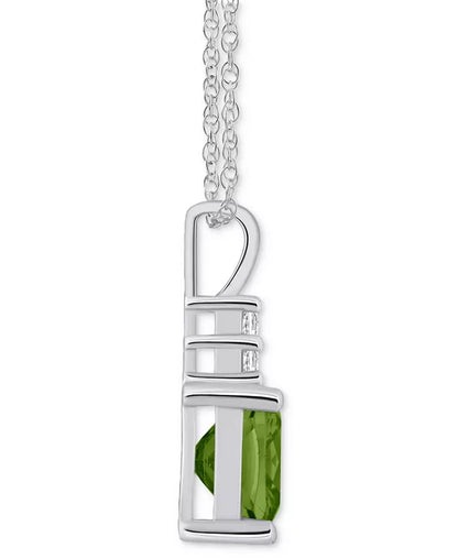 Stunning 14K White Gold Peridot and Diamond Pendant Necklace - 2-3/8 Ct. T.W. Peridot & 1/10 Ct. T.W. Diamonds