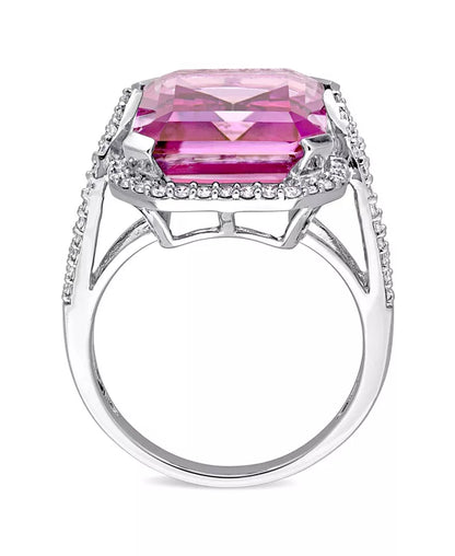 Stunning Pink Topaz and Diamond Ring in 14K White Gold - 14.5 Ct. T.W.