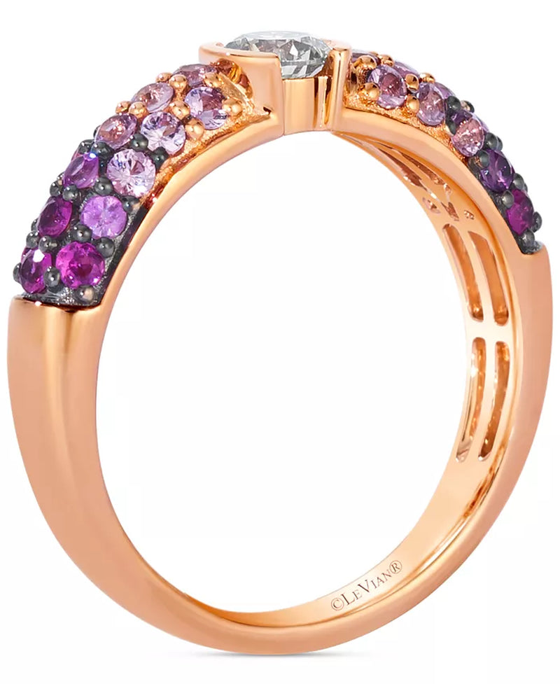 Stunning Ombre Ring in 14K Strawberry Gold with Pink Sapphire & Nude Diamonds - 1 Ct. T.W.