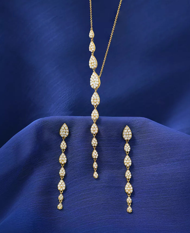Stunning 1 Ct. T.W. Diamond Cluster Linear Drop Earrings in Luxurious 14K Gold or White Gold - Exclusively Designed for Macy's