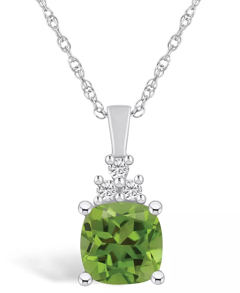 Stunning 14K White Gold Peridot and Diamond Pendant Necklace - 2-3/8 Ct. T.W. Peridot & 1/10 Ct. T.W. Diamonds