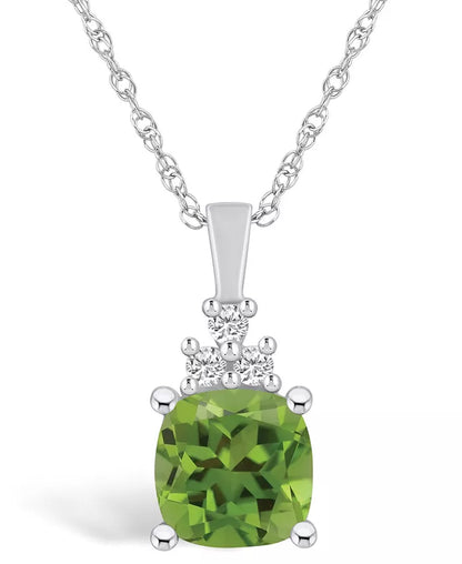 Stunning 14K White Gold Peridot and Diamond Pendant Necklace - 2-3/8 Ct. T.W. Peridot & 1/10 Ct. T.W. Diamonds