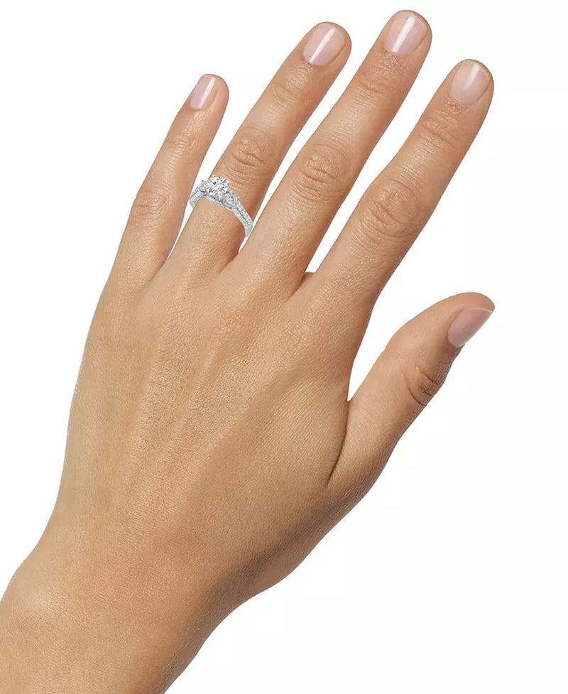 Stunning 1-3/4 Ct. T.W. Diamond Three Stone Engagement Ring in Elegant 14K White Gold