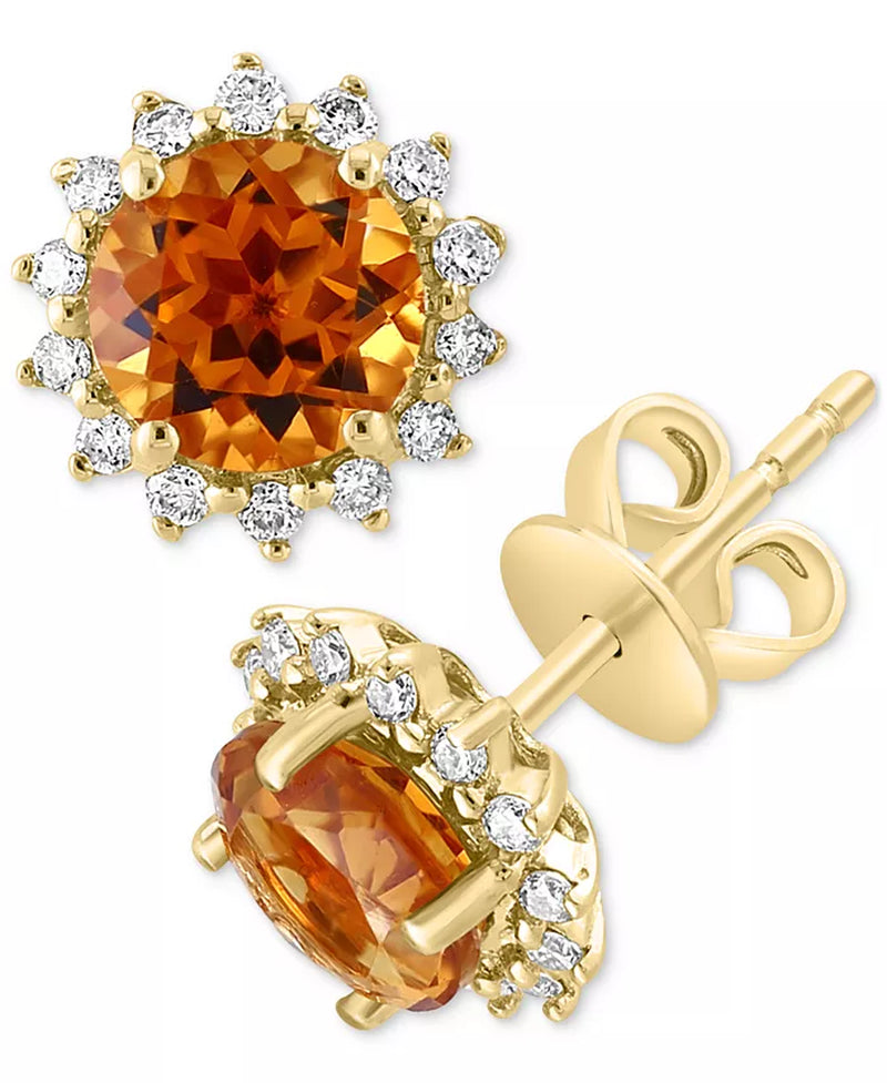 Stunning EFFY® Amethyst & Diamond Halo Stud Earrings in 14K Rose Gold - Also Available in Blue Topaz & Citrine!