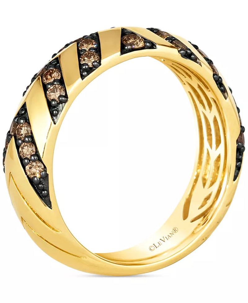 Chocolatier® Men's 14K Gold Chocolate Diamond Chevron Band - 3/4 Ct. T.W. Elegance