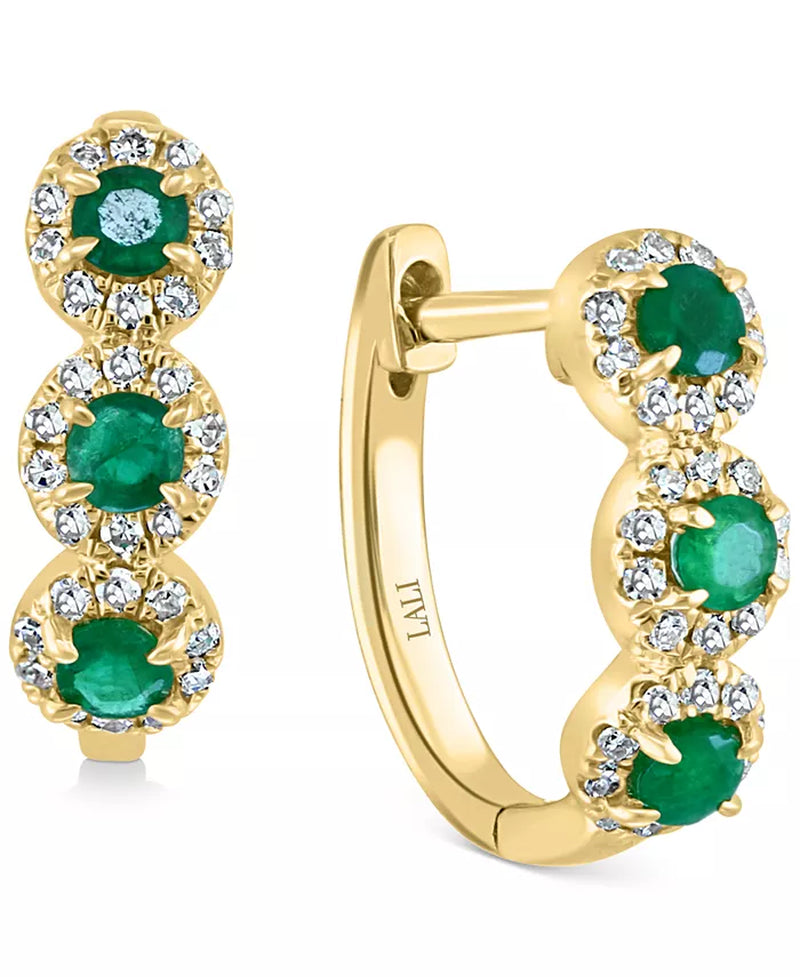 Stunning 14K Rose Gold Oval Hoop Earrings with Sapphire & Diamond Accents (Also Available in White Gold)