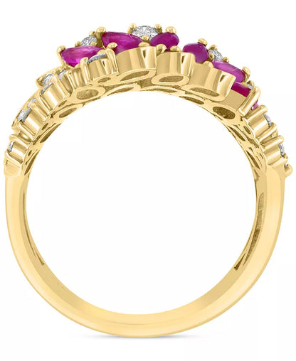 Stunning EFFY® Floral-Inspired Ruby & Diamond Cluster Ring in 14K Gold - 2-1/3 Ct. T.W.