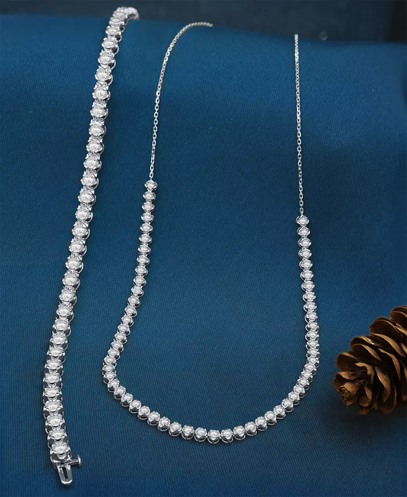 Stunning 2 Ct. T.W. Diamond Bezel Adjustable Tennis Necklace in 14K White or Yellow Gold - Exclusively for