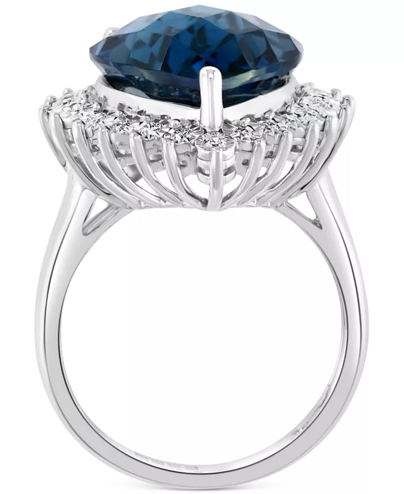 Stunning EFFY® London Blue Topaz & Diamond Ring in 14K White Gold - 12.75 Ct. T.W.