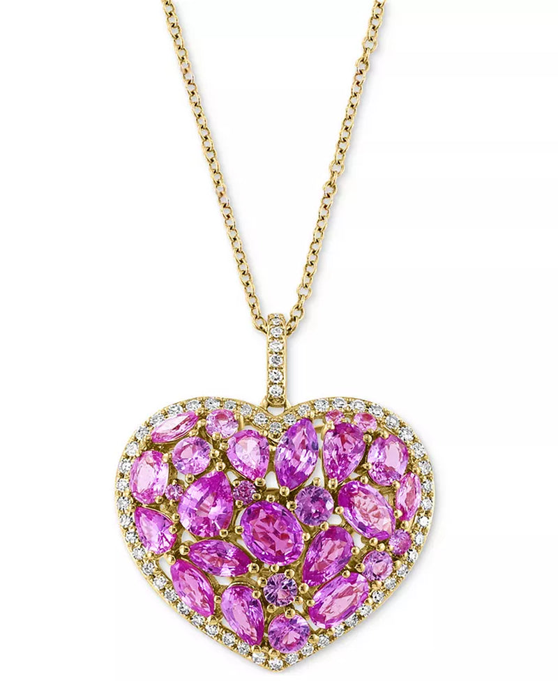 Stunning EFFY® 4.75 Ct. Ruby & 0.33 Ct. Diamond Heart Pendant Necklace in 14K Gold