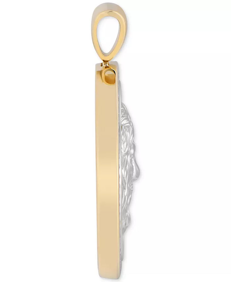 Stunning 10K Gold Men's Diamond Lion Sunray Disc Pendant - 1/4 Ct. T.W.