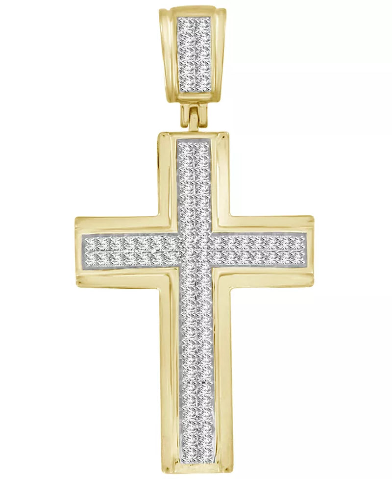 Stunning Men's 1/3 Ct. T.W. Diamond Cross Pendant in 10K White or Yellow Gold