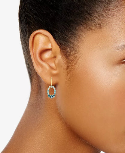 Stunning Multi-Topaz & Diamond Dangle Hoop Drop Earrings in 14K Gold - 7.2 Ct. T.W.