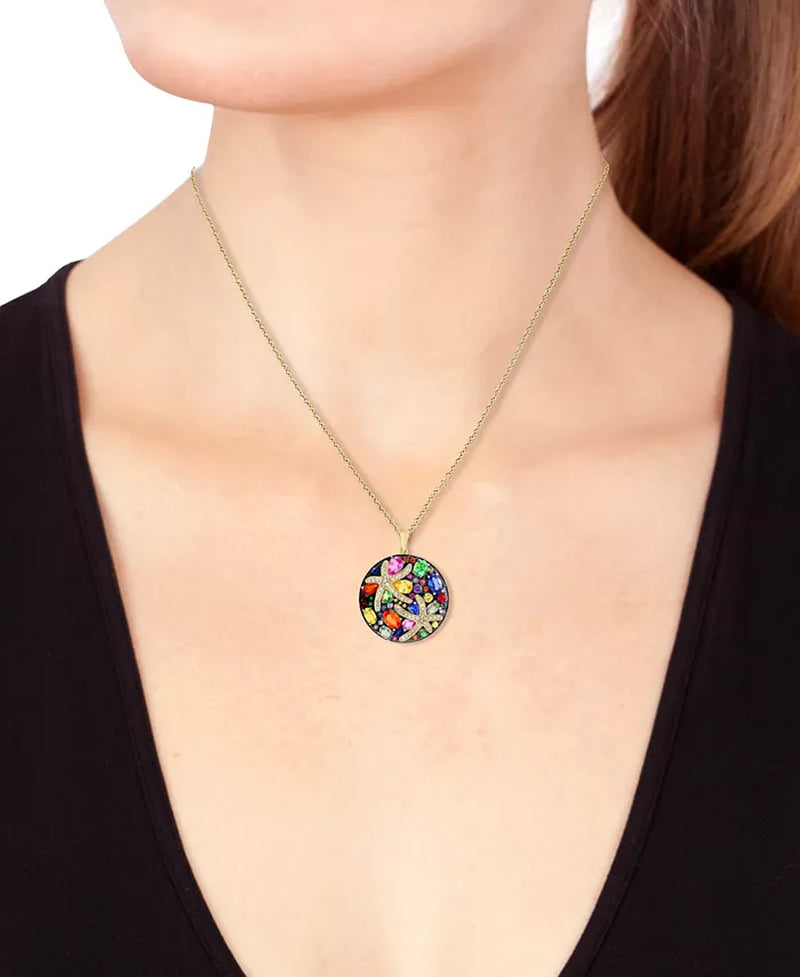 Stunning EFFY® 14K Gold Starfish Pendant Necklace with Multicolor Sapphires and Diamonds - 5-3/8 Ct. T.W.