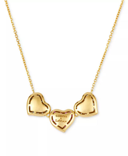 Stunning Godiva X Passion Ruby & Diamond Heart Necklace in 14K Yellow Gold - 1/3 Ct. T.W. Ruby & 5/8 Ct. T.W. Diamond, 17" + 2" Extender