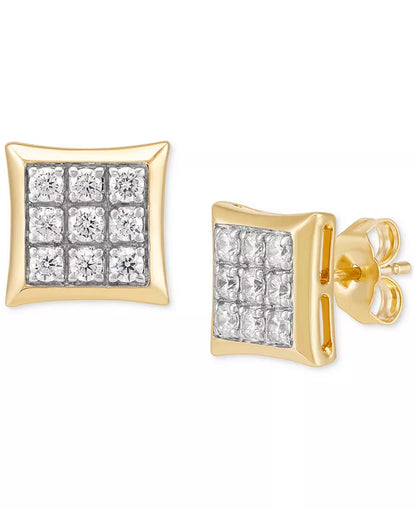 Stunning 1/2 Ct. T.W. Men's Lab Grown Diamond Square Cluster Stud Earrings in 10K Gold