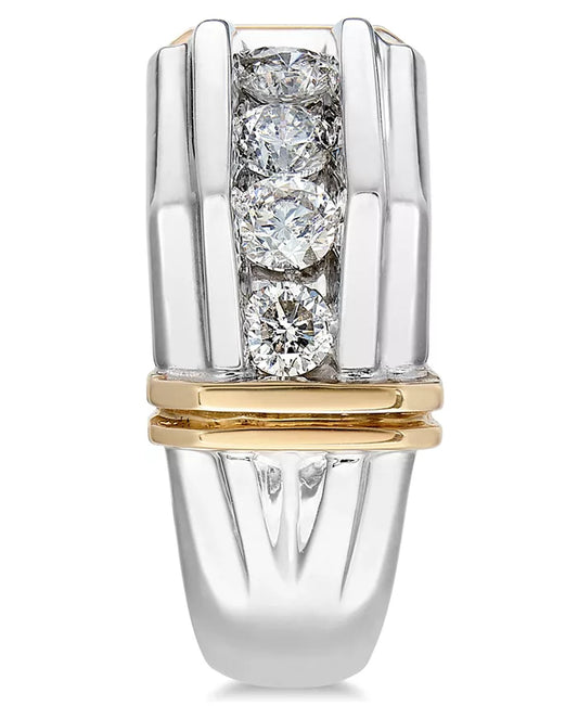 Stunning Men's 1 Ct. Diamond Ring in 10K White and Yellow Gold