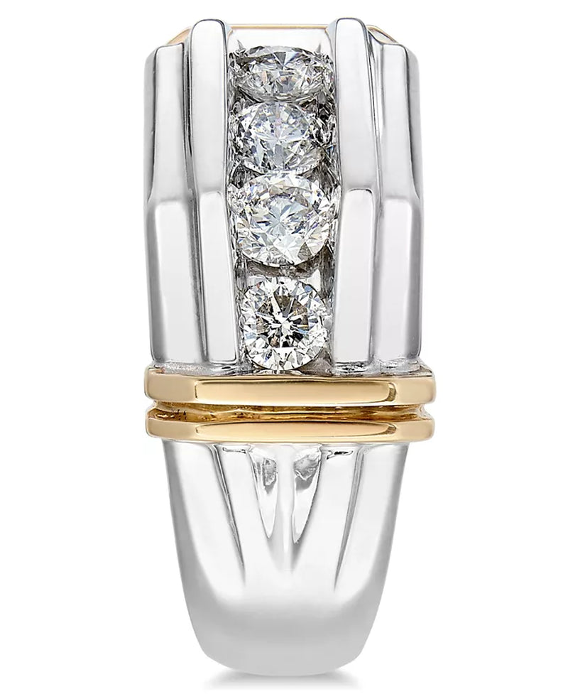 Stunning Men's 1 Ct. Diamond Ring in 10K White and Yellow Gold