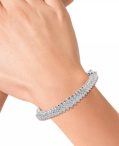 Stunning EFFY® 1 Ct. T.W. Diamond Multirow Bangle Bracelet in 14K White Gold - Available in Elegant Two Tone Gold!