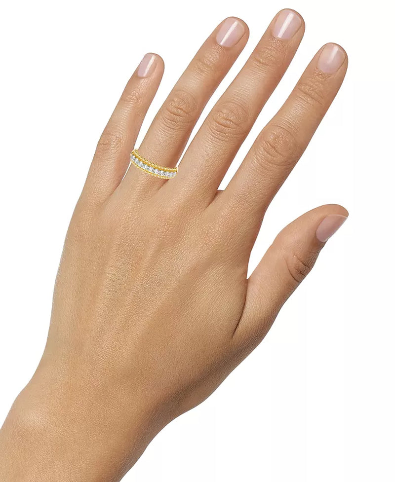 Stunning 1/2 Ct. T.W. Diamond Beaded Edge Band in Luxurious 14K Gold